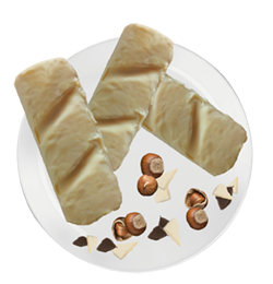Wafer ripieno di crema alla nocciola ricoperti di cioccolato bianco