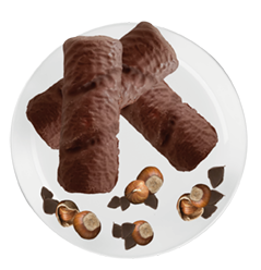 Wafer ripieno di crema alla nocciola ricoperti di cioccolato al latte
